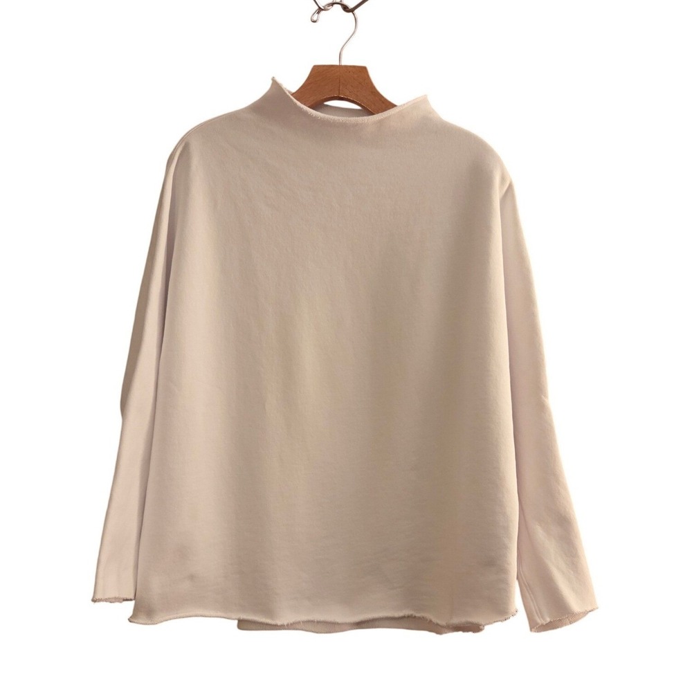 Frank & Eileen "Effie" Long Sleeve Funnel Capelet, Triple Terry, White, Sz S - Picture 2 of 12